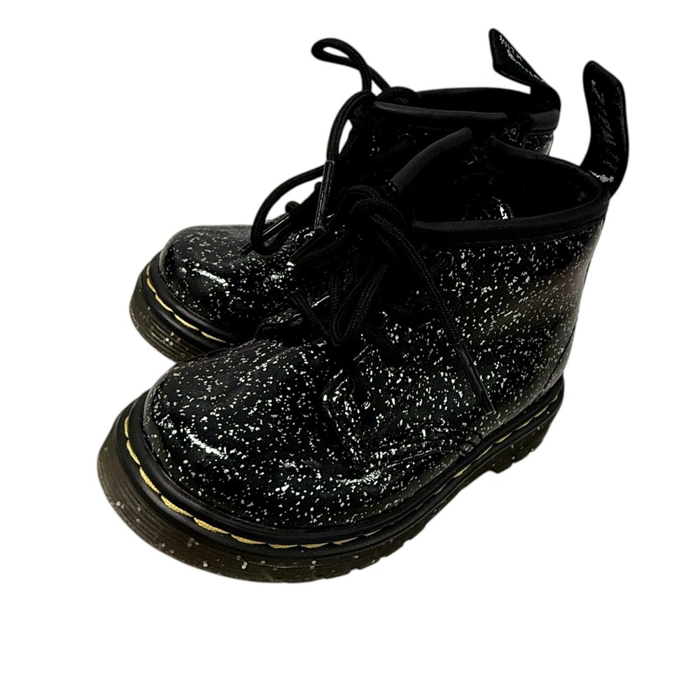 Dr. Martens 1460 Toddler 6 Black Cosmic Glitter Lace Up Zip Combat Boots Grunge